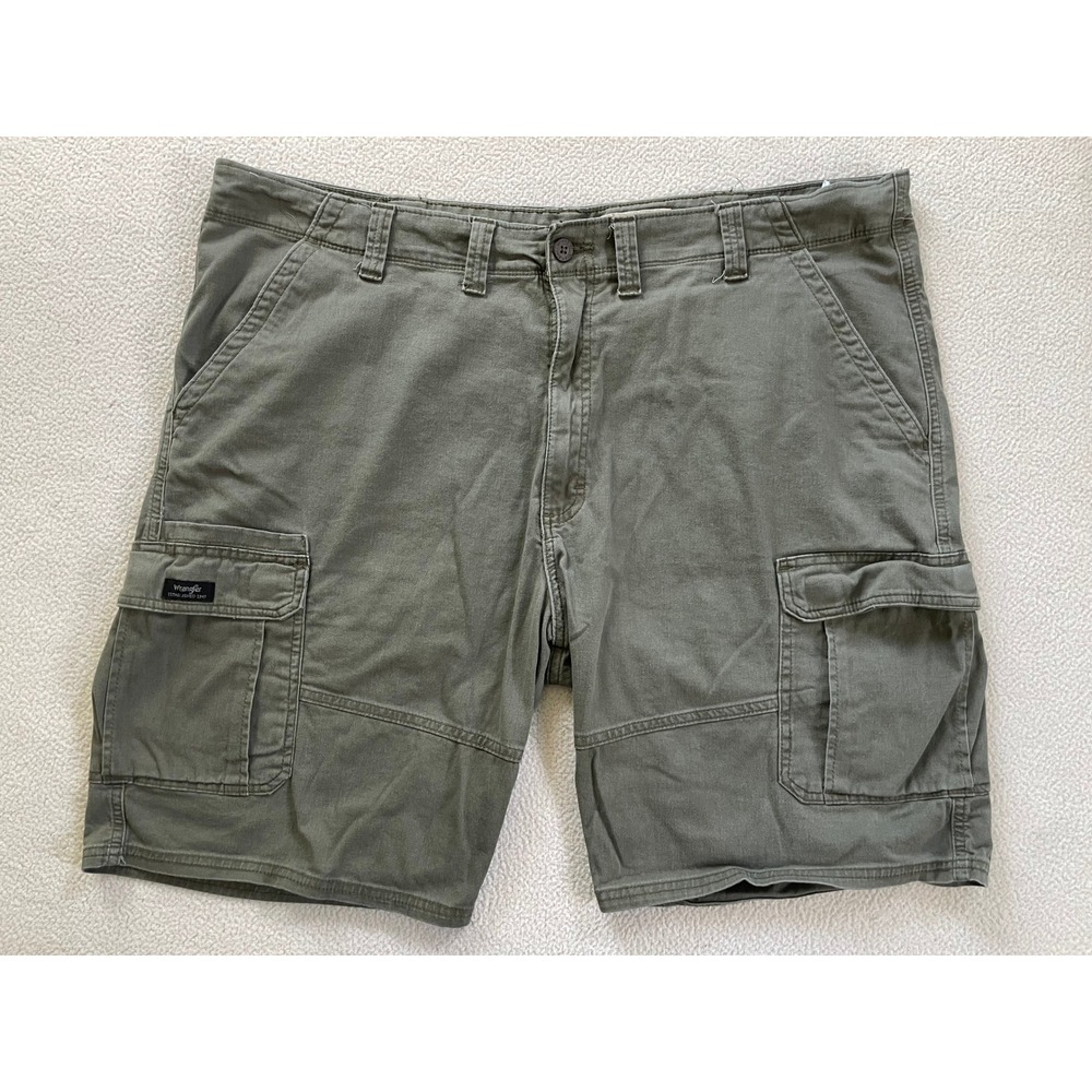 Wrangler Mens 44 Cargo Shorts Olive Green Relaxed Fit Stretch Cotton 112338335